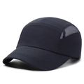 Navy blue quick-dry baseball cap with breathable side mesh panels for outdoor activities - Navy Blue