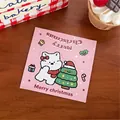Rosa Weihnachts-Klappkarte mit Zeichentrick-Welpe und Weihnachtsbaum, 10x10 cm - Weihnachten Welpe Kopf - Typ 3