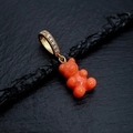 Orange gummy bear pendant necklace with gold rhinestone clasp and glitter finish - Glitter Star Orange