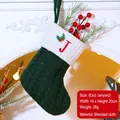 Knitted dark green Christmas stocking with white cuff and red embroidered letter J - Letter J / Dark Green