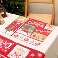 Christmas table runner with reindeer and Merry Christmas embroidery on woven fabric - Style L - Placemat