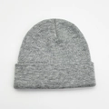 Classic grey double-layer knitted beanie hat with cuffed brim for outdoor warmth - Light Heather Grey
