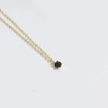 Minimalist gold link necklace featuring a dainty round black gemstone pendant for women - Black (Gold Chain)