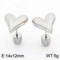 Minimalist silver heart stud earrings in polished stainless steel for women fashion - Steel