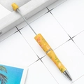DIY yellow floral print beaded pen with silver metallic accents for creative stationery - Yellow Floral Pattern (79)