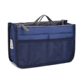 Dark blue nylon tote organizer insert with mesh pockets and adjustable side snaps - Large / Navy Blue