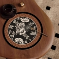 Retro round absorbent placetmat with vintage floral pattern and geometric texture - French Medieval Style-Type W [Round]