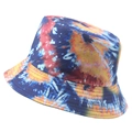 Cappello da pescatore tie-dye blu e arancione in cotone con falda rinforzata - 58cm / Tie-dye Blu Arancione Giallo (Colore 6)