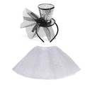 Silver sequin witch hat headband and white star tutu skirt set for Halloween parties - Silver Ribbon 2-Piece Set