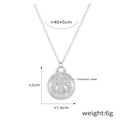 Silver titanium steel necklace featuring a Cancer zodiac round coin pendant and link chain - Cancer / Silver