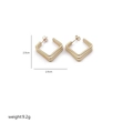 Detailed view of irregular square layered gold earrings with dimensions and weight info - Square Nested Layered