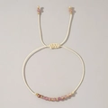 Bracciale intrecciato a mano con perline rosa e cordino beige regolabile di qualità - Ottobre-Tormalina Rosa