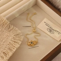 Gold Hamsa Hand bracelet with abalone shell inlay and adjustable chain in jewelry box - 6# Blue Hamsa Hand Style