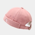 Berretto docker rosa in tela con ricamo a croce bianca e fibbia in rame regolabile - Regolabile / Rosa Antico