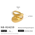 Polished 18K gold plated stainless steel chunky irregular ring with waterproof features - Irregular Streamline Style (NB-R24259)