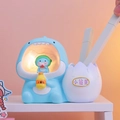 Blue shark night light and white egg-shaped resin pencil holder desk decoration set - Small Shark Melon Style (2104-54A)