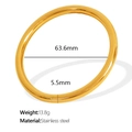 Polished 18K gold plated stainless steel bangle with 63.6mm diameter and 13.8g weight - Small (5.5mm Width) / Gold