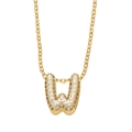 Elegant gold-plated chain necklace featuring a sparkling zircon-studded letter W pendant - Letter W