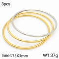 Set of 3 stackable 3mm minimalist bangles in gold and silver plated stainless steel - 3Pcs Set-2Gold 1Silver (KB184106-LO)