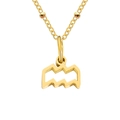 Gold stainless steel necklace with hollow Aquarius zodiac pendant and beaded chain - Aquarius / 1 Piece / Gold