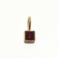 Square red birthstone pendant in gold-plated setting for DIY necklace jewelry - Gold - January