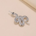 Macro di fermaglio per capelli a serpente d'argento con scaglie a rete e occhi neri - Argento