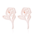 Detailed macro view of rose gold floral stud earrings with elegant reflective finish - Rose / Rose Gold