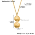 Detailansicht der goldfarbenen Edelstahl-Halskette mit Maßen und Gewichtsinformationen - Goldene Doppelspirale Halskette (TXP448)