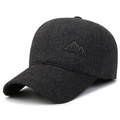 Gorra de béisbol de invierno gris oscuro para hombre con forro polar y bordado - Ajustable / Etiqueta Montaña Gris