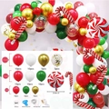 Christmas balloon arch kit with red white green latex balloons and candy foil ornaments - Balloon Arch Style