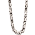 Macro shot of silver stainless steel Byzantine chain with interlocking heavy link texture - 8mm Steel Color Byzantine Necklace (CK1178)