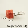 Realistic beef cube keychain with raw meat texture and silver metal ring accessory - Small Beef Cube - Keychain Style