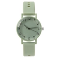 Mint green quartz watch with silicone strap and faceted glass dial for women - Green
