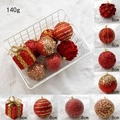 Lot de boules de Noël de 8cm or et rouges avec paillettes et motifs de flocons - Ensemble Rouge 8 Pièces