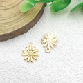 Pair of KC golden sunflower pendants with hanging rings for DIY jewelry making - 1pc Little Daisy Flower Charm