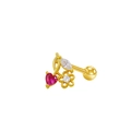 Pink heart cherry stud earring with gold finish and sparkling zircon accents - Red and Pink Heart Cherry (24080703-7)