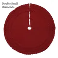 Gonna per albero di Natale in maglia color bordeaux con motivo a piccoli rombi - Rosso Porpora