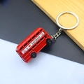 Close-up of red London double-decker bus keychain with Union Jack and I Love London design - London Bus / Red
