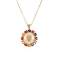 Lujoso collar chapado en oro de 18K con colgante de corazón de circón de colores - Dorado/Multicolor