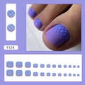 Matte purple gradient press-on toenails with blue Moroccan pattern, 24 piece set - Purple Pink Gradient Grid (F124)