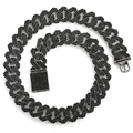 20MM schwarze Iced-Out Gliederkette mit dreireihigen schwarzen Strasssteinen aus Zink - 20mm-24 Zoll / Gewehrschwarz