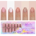 Pink soft gel 150pcs press-on nails set with 15 sizes in natural french style - 5-Color Nude Press-on Nails 06