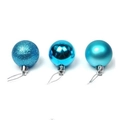 Boules de Noël bleues avec finitions pailletées, brillantes et mates et cordons argentés - 3cm / Bleu lac