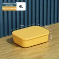 Primrose yellow plastic storage bin with lid 4L medium flat organizer for home use - Small (25x18x8.5cm) / Primrose Yellow