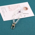 Clear beaded phone strap charm with a golden metal clasp for bags or mobile cases - Gold Buckle Transparent Glass