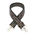 Détail de la bandoulière en jacquard à fleurs avec mousquetons dorés polis - Vert Armée Beige Floral