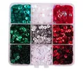 Set paillettes tonde 9 colori, smeraldo, rosso e argento, 5g per cucito fai-da-te - 5mm (5g Per Scomparto) / Scatola 27