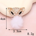 Funkelnder Fuchskopf-Anhänger mit weißem Pelzball und Strasssteinen für DIY-Schuhe - D344 Bommelfuchs (Gold)