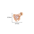 Orecchino a cuore in oro rosa con pietra rosa e trama a fiamma, 0,74 cm per 0,77 cm - Cuore Fluido (4#) / Oro rosa