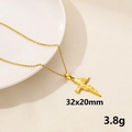 Minimalist 18K gold plated stainless steel rose cross pendant necklace measuring 32x20mm - Rose Cross (S1448-G+N22-G)
